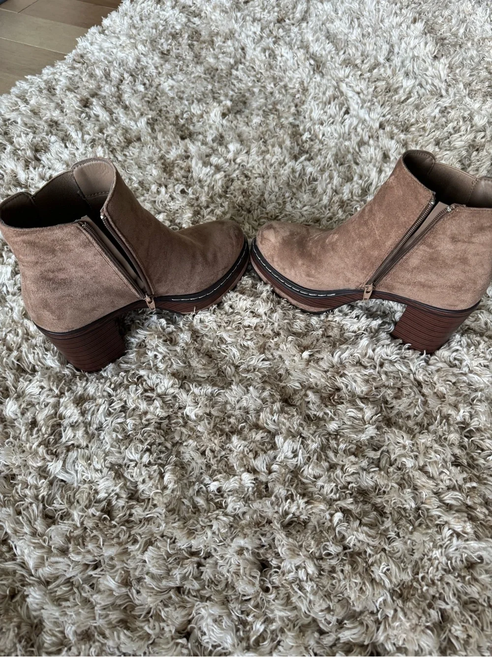 Altar'd State Taupe Suede Platform Chelsea Booties